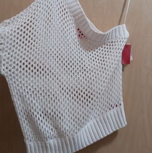 Women's off shoulder crochet sweater